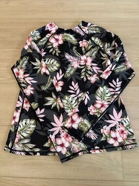 NWT Hurley Women's Floral Long Sleeve UPF 50+ Rash Guard Swim Shirt